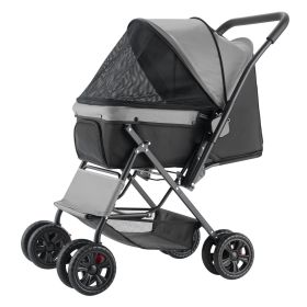 VEVOR Pet Stroller, 44 lbs Weight Capacity, Foldable Dog Stroller Cart, 4 Wheels Cats Stroller with Mesh Windows & Revrsible Handle